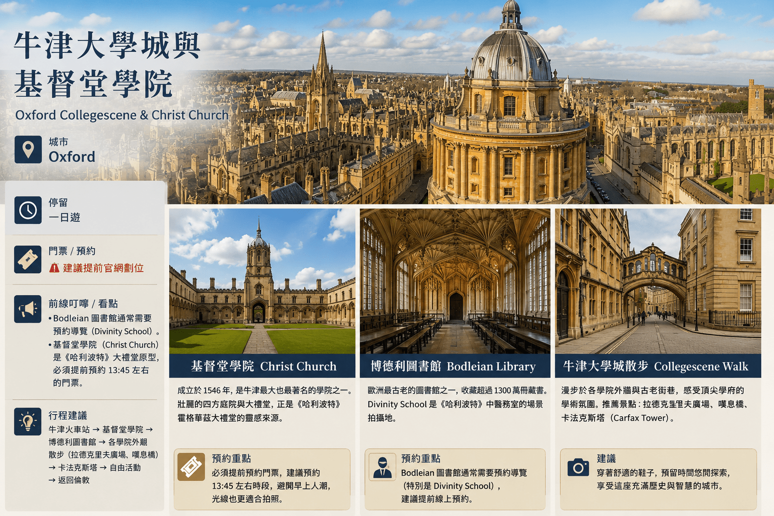 Oxford 學院城、古典建築與英國 heritage 旅行視角。
